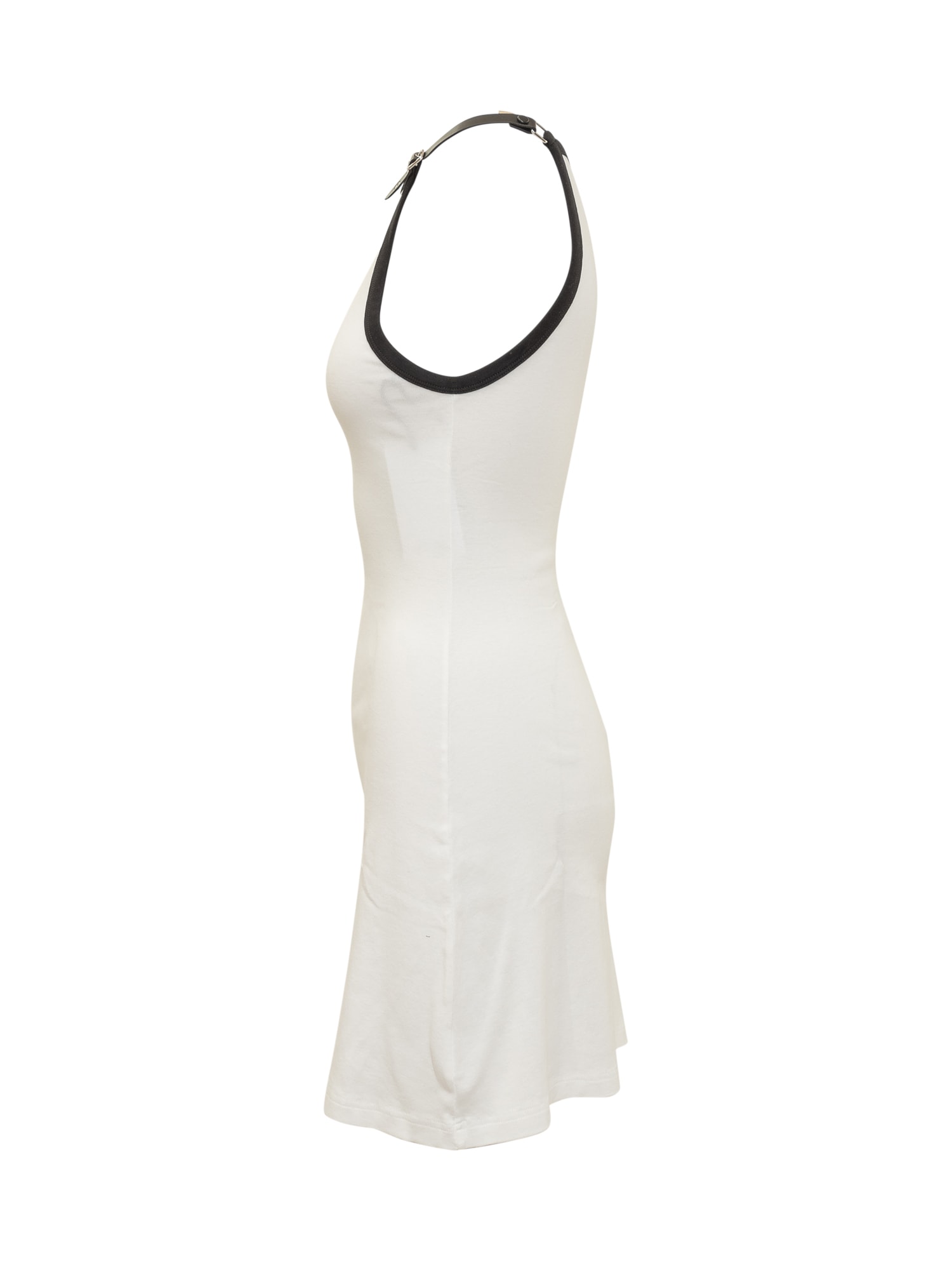 Shop Courrèges Buckl Contrast Dress In Heritage White/black
