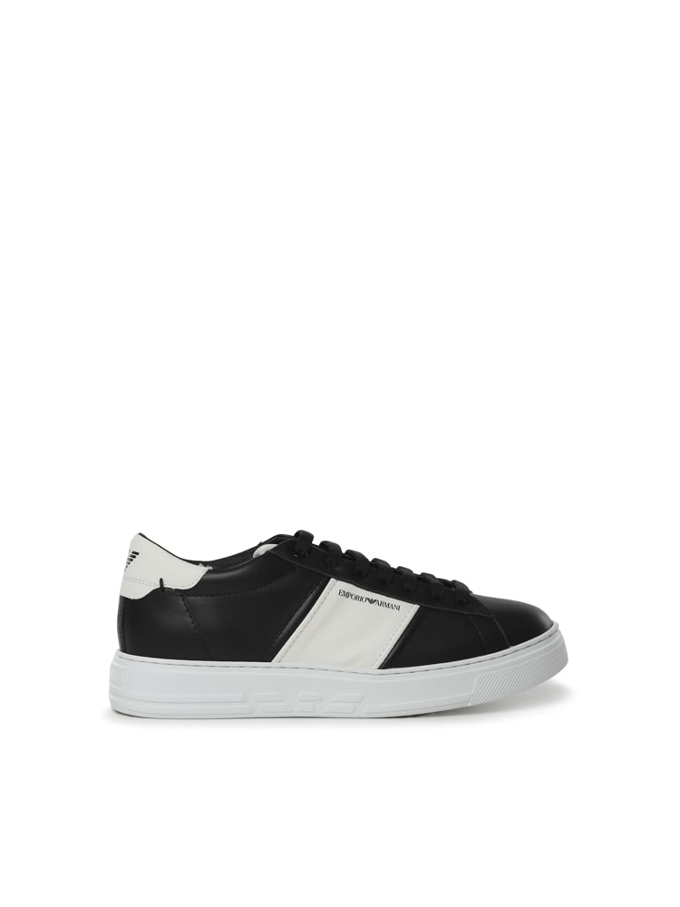 Emporio Armani Leather Sneakers With Rubber Details