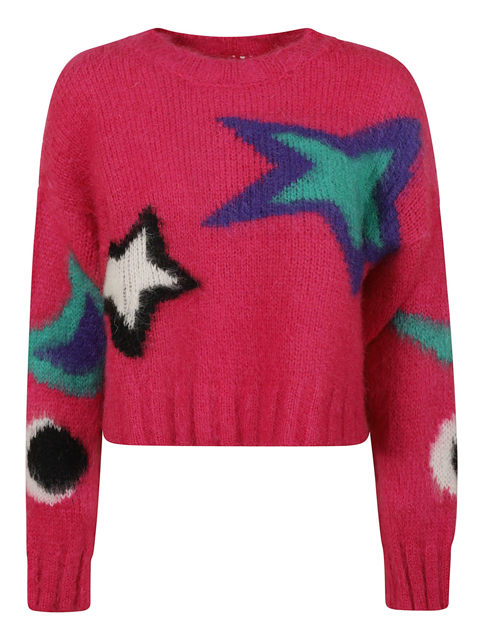 MSGM Star Embroidered Cropped Sweater