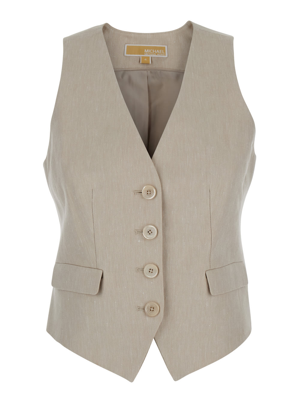 Shop Michael Michael Kors Vest With Flap Pkts Jacket In Beige