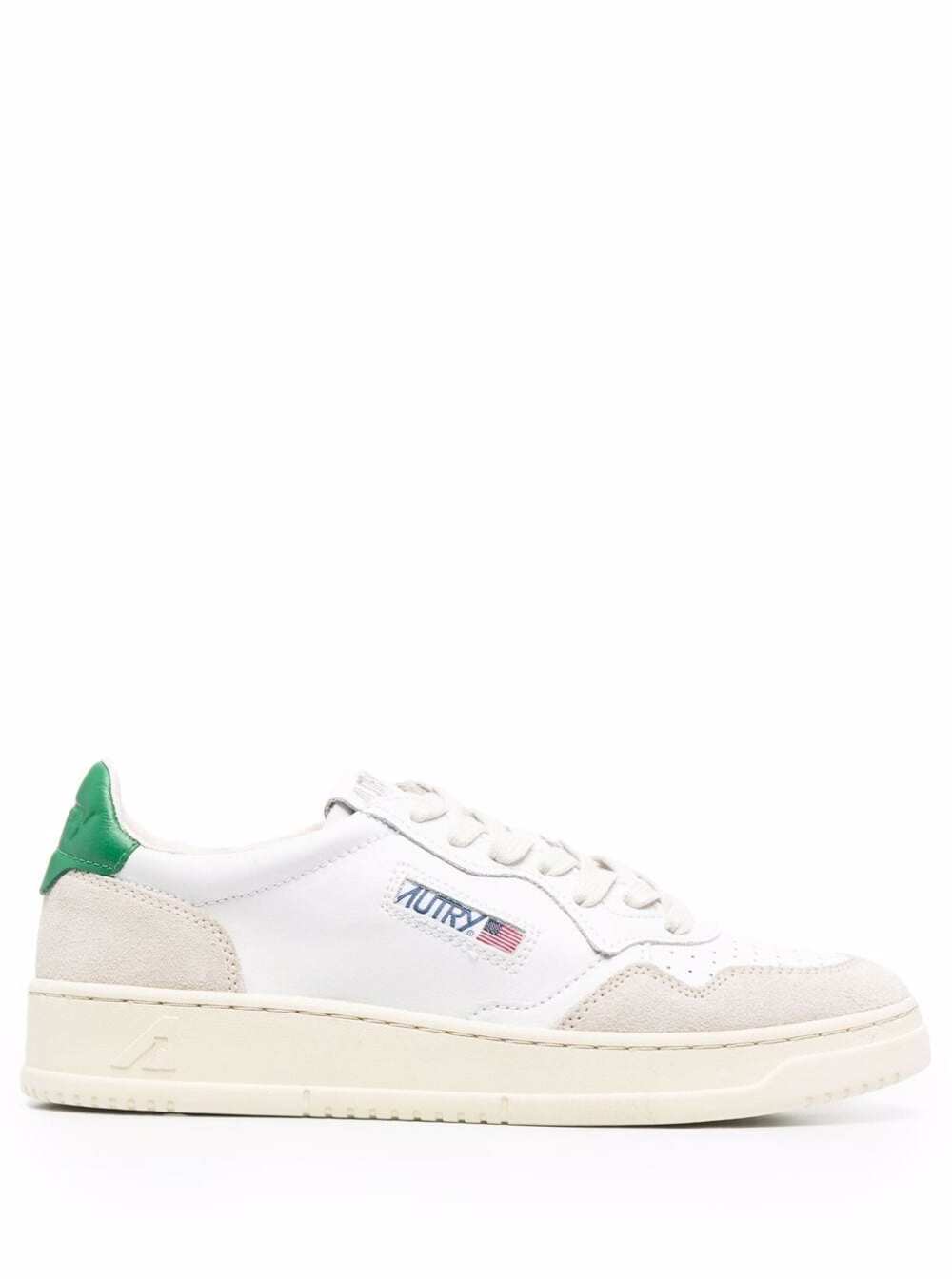 medalist Low White Sneakers With Suede Inserts And Contrasting Heel Tab In Leather Man