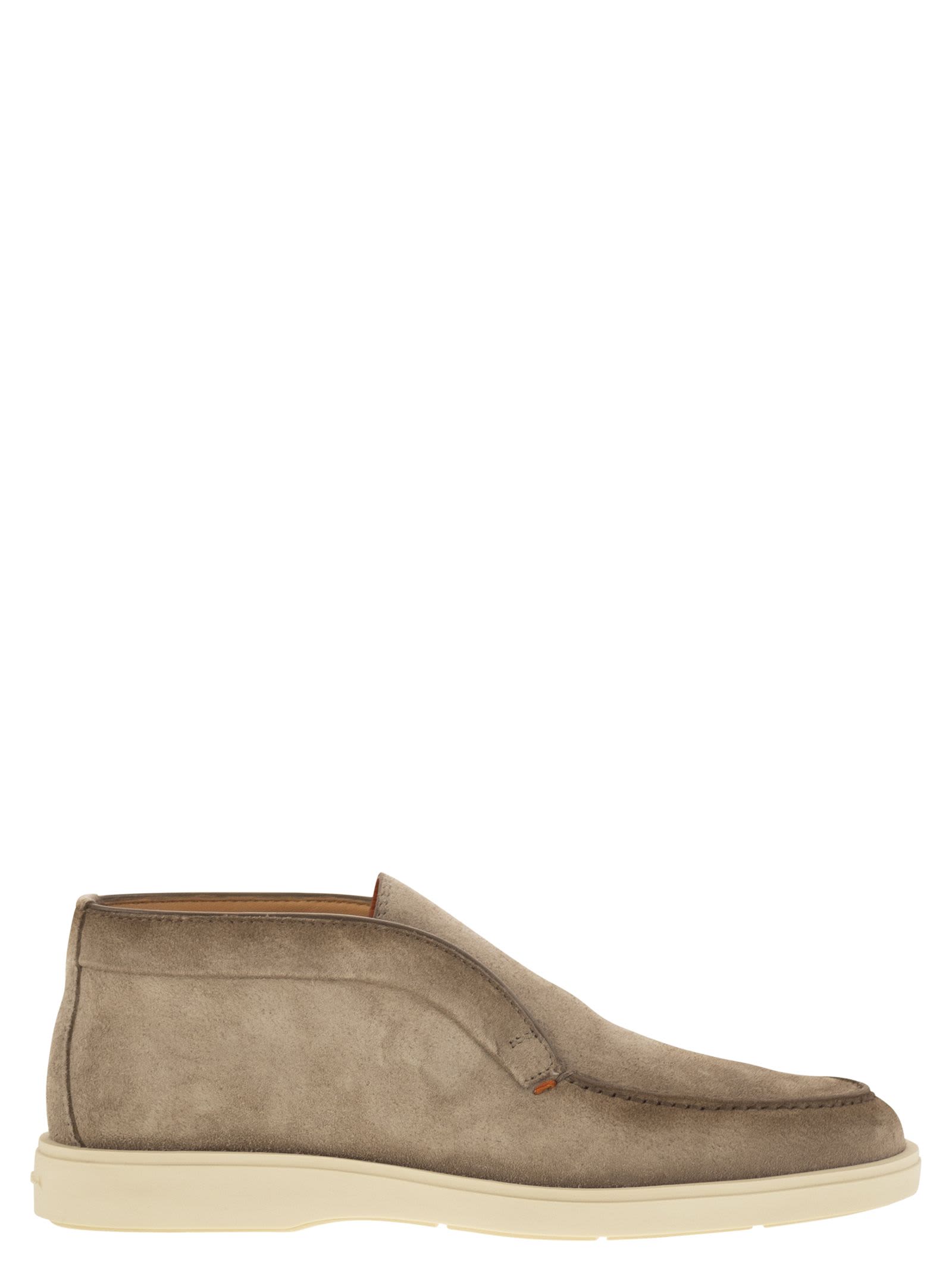 Shop Santoni Suede Desert Boot In Beige