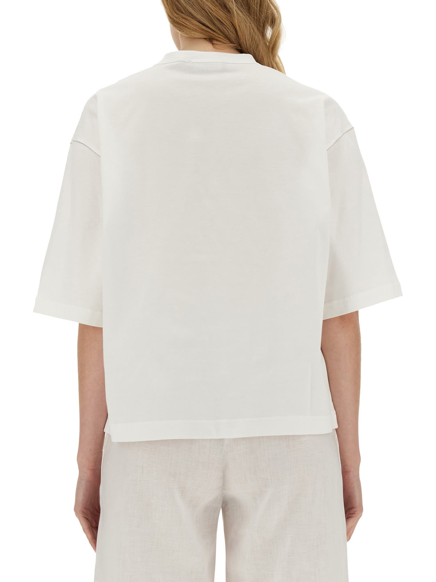 Shop Fabiana Filippi Cotton T-shirt  In White