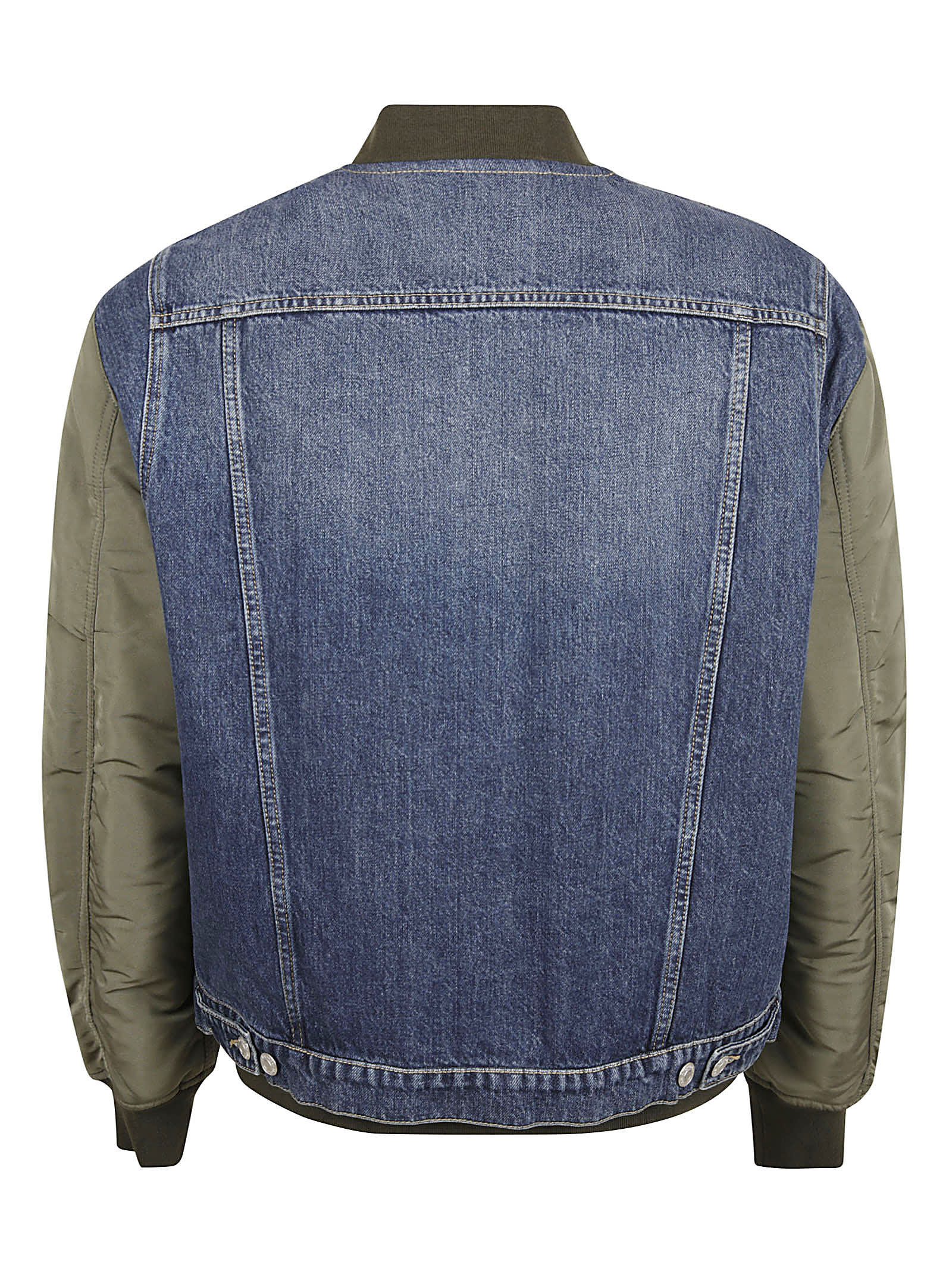 Alexander Mcqueen Denim Panelled Bomber Jacket In Indigo/khaki