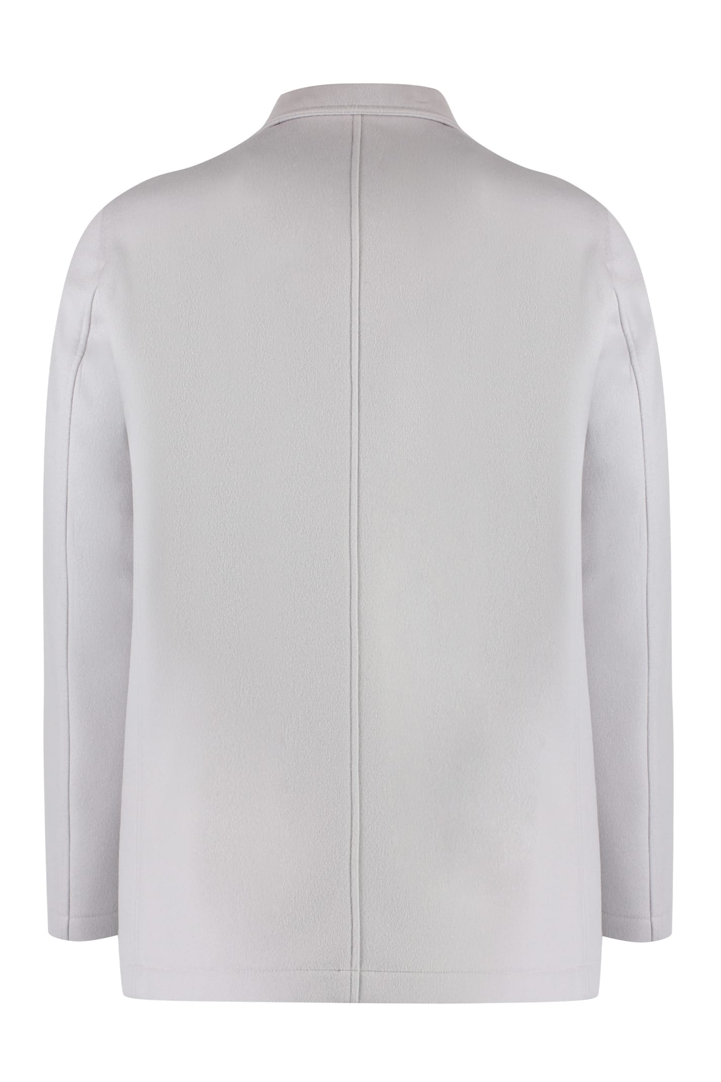 Herno Double-breasted High-neck Coat In Grey