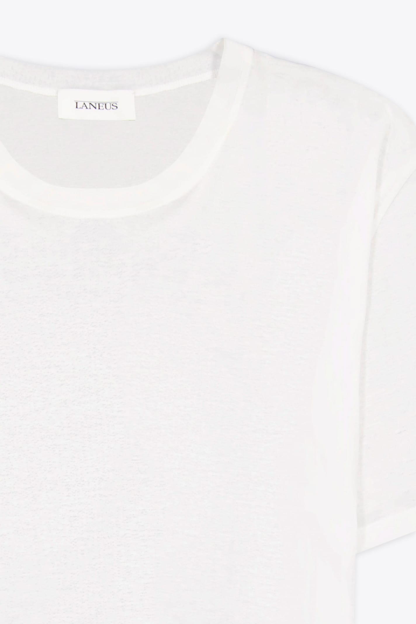 Shop Laneus Crewneck Man White Ultra-light Cotton T-shirt In Bianco
