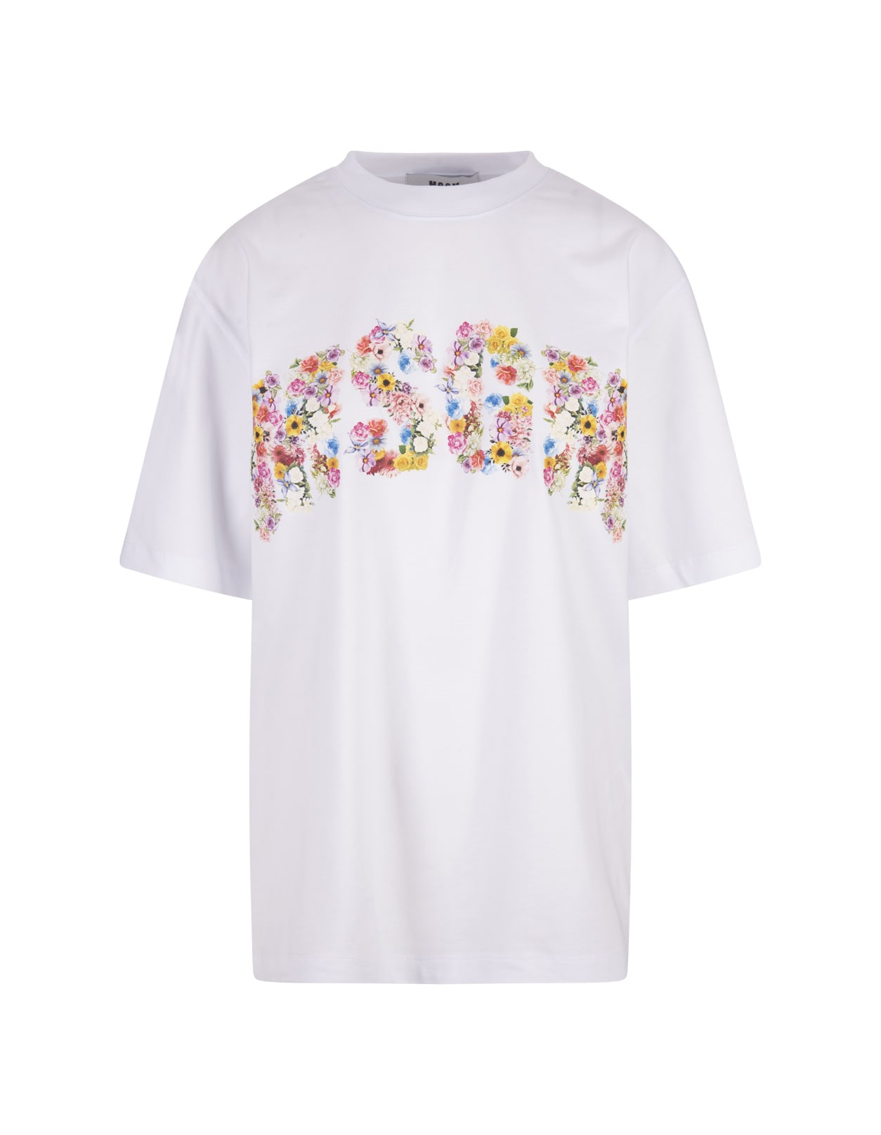 White T-shirt With Floral College Logo