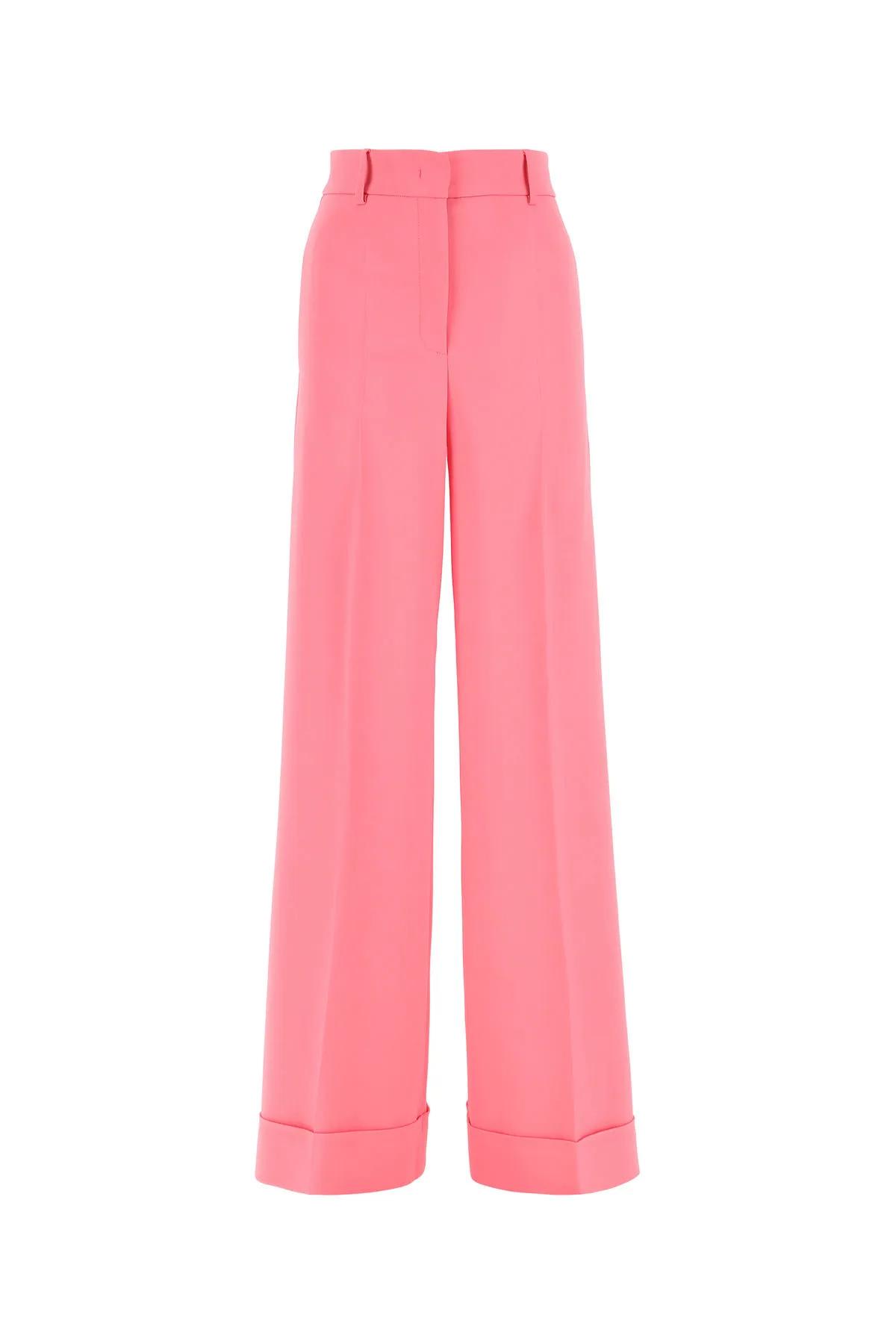 Shop Moschino Stretch Viscose Wide Leg Trousers In Pink