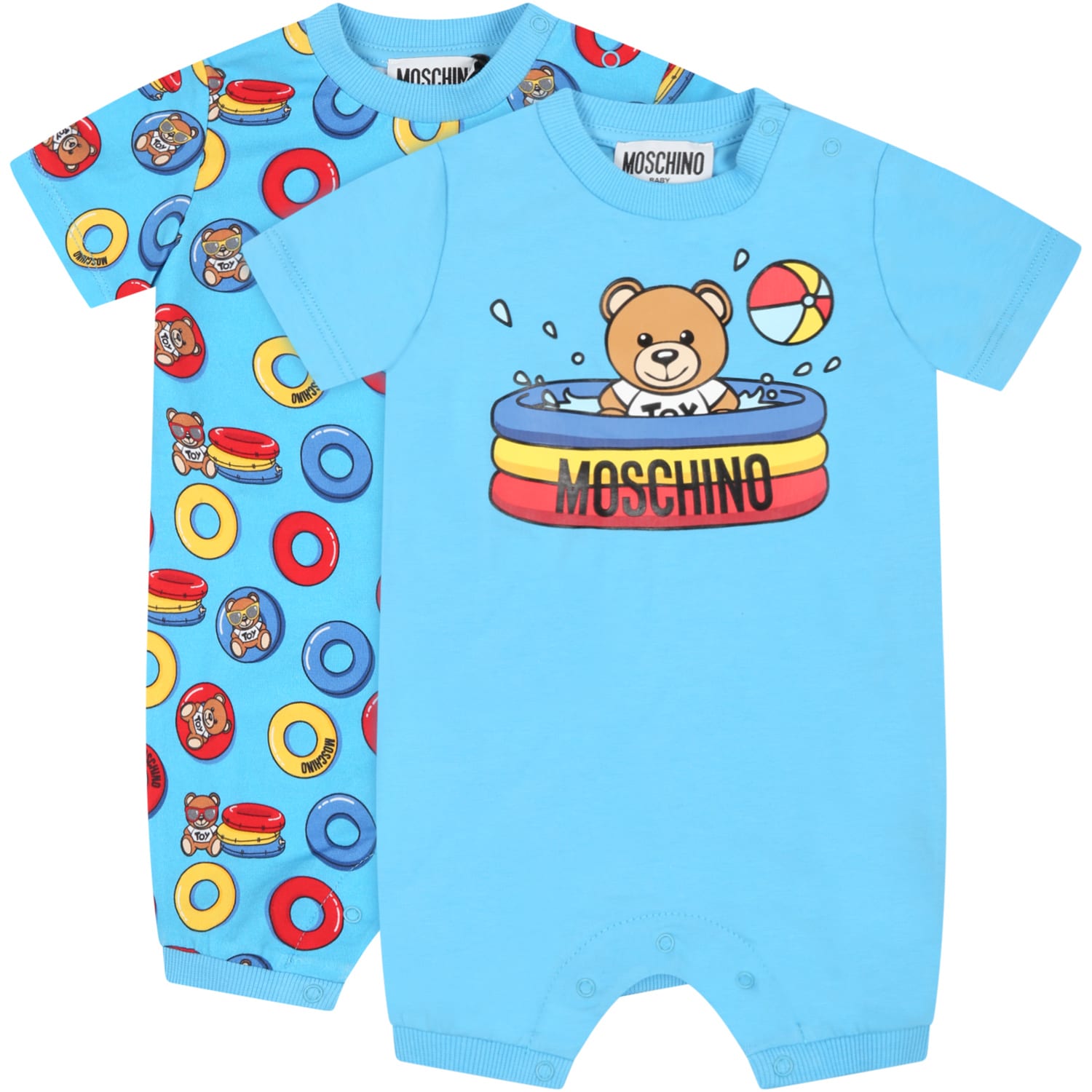 Moschino Light-blue Set For Baby Boy With Teddy Bears