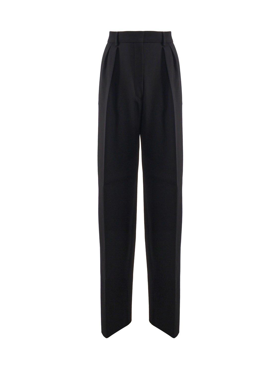 Shop Sportmax High Waist Straight Leg Trousers In Black