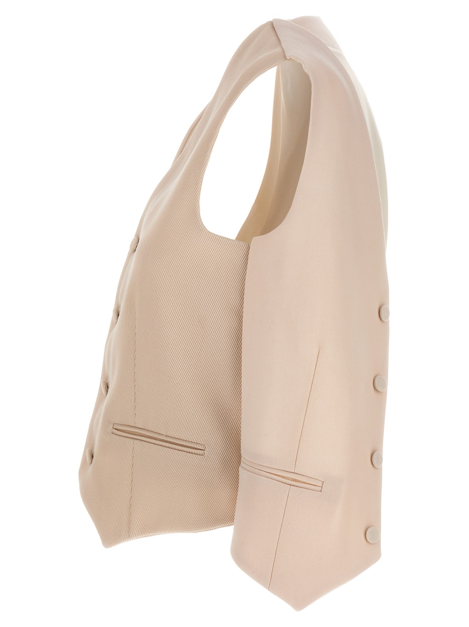 Shop Fendi Cut Out Deconstructed Vest In White