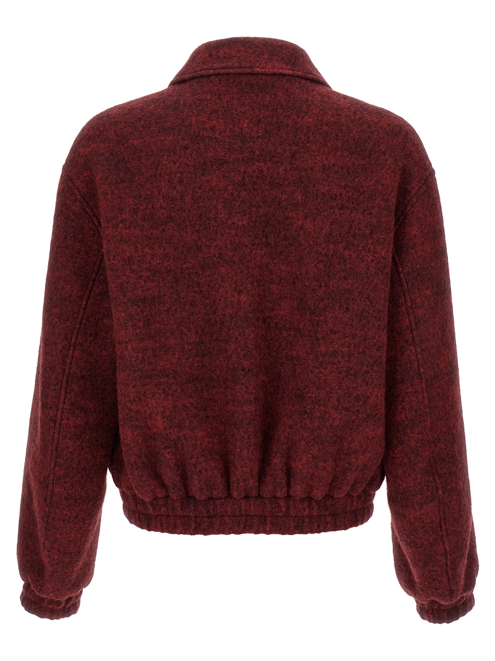 Jil Sander Mlange Wool Bomber Jacket In Burgundy