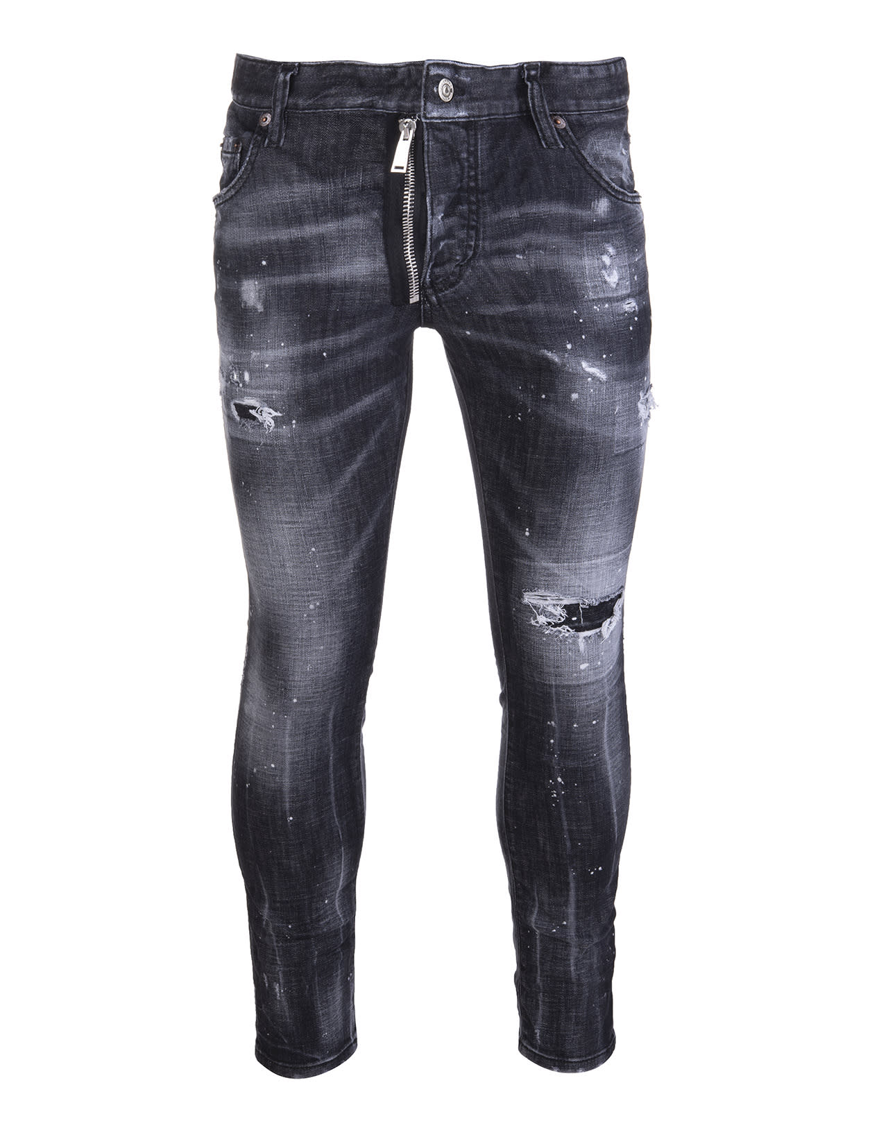 Dsquared2 Black Powder Zip Wash Skater Jeans