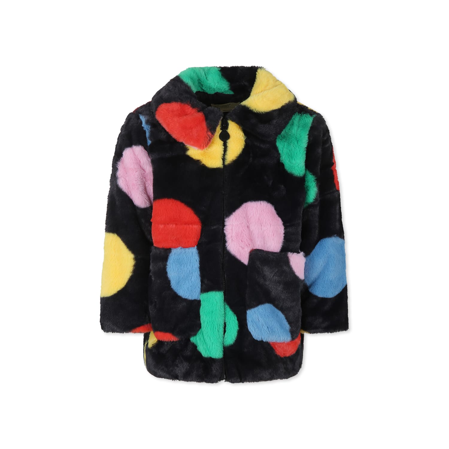 Stella Mccartney Polka-dot Faux-fur Jacket In Black
