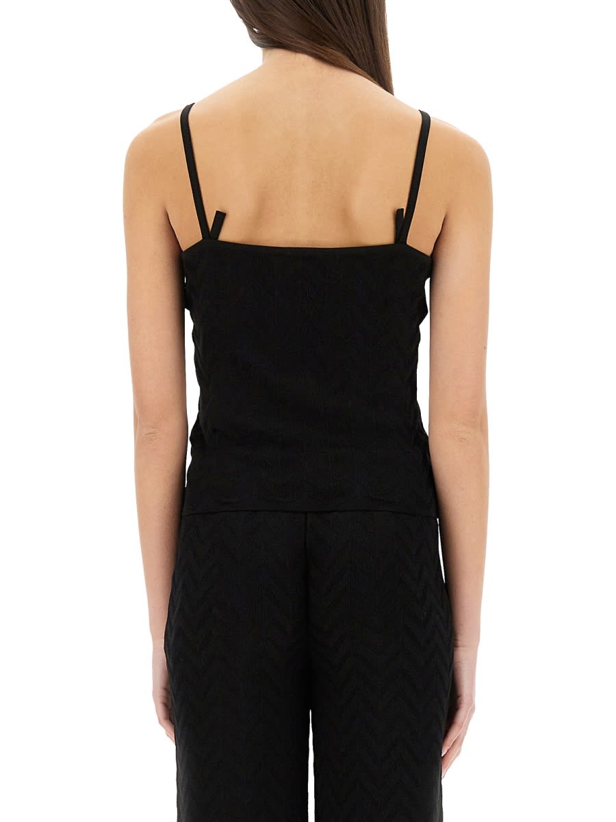Shop Missoni Tone-on-tone Chevron Pattern Top In Black