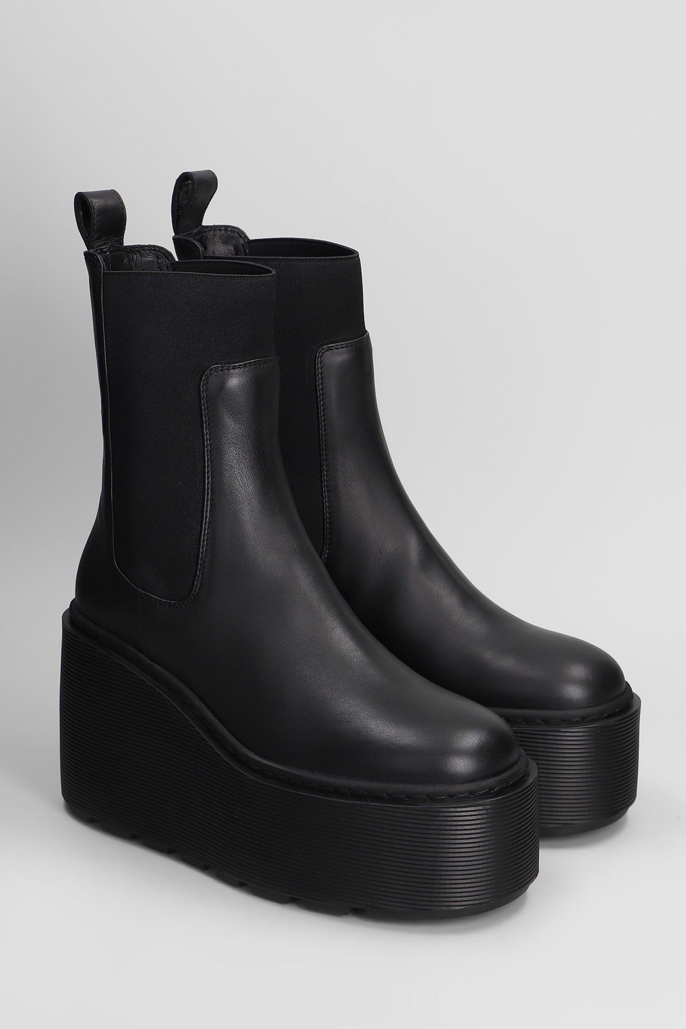 Vic Matie Elodie 101 High Heels Ankle Boots In Black Leather In Black