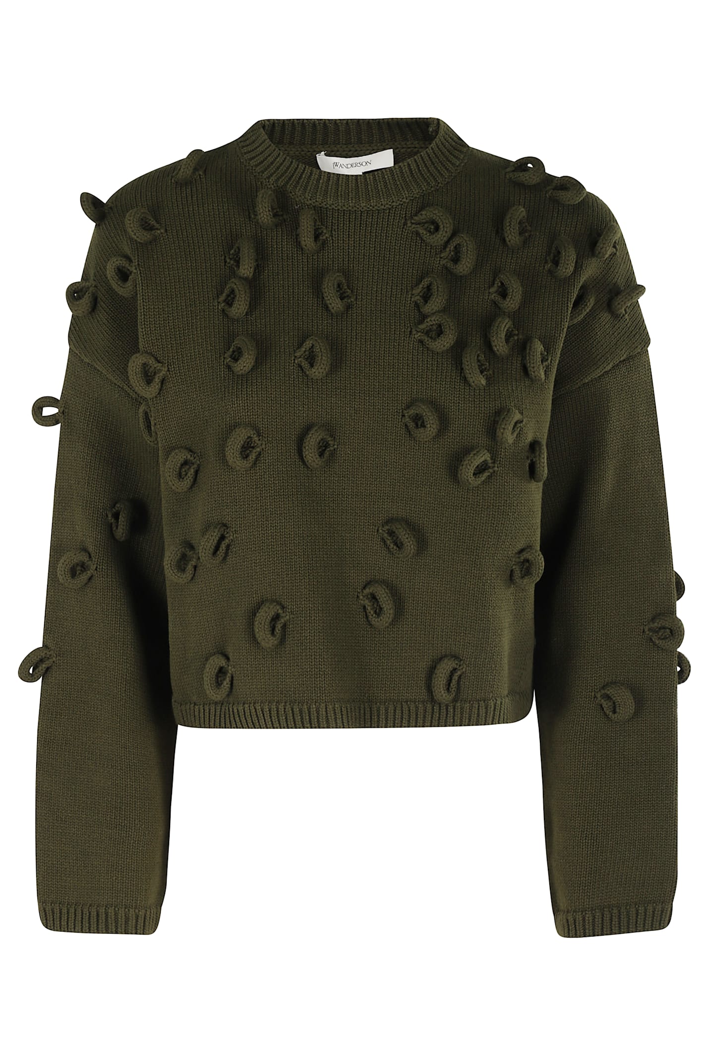 Jw Anderson Cropped Loop Jumper In Green