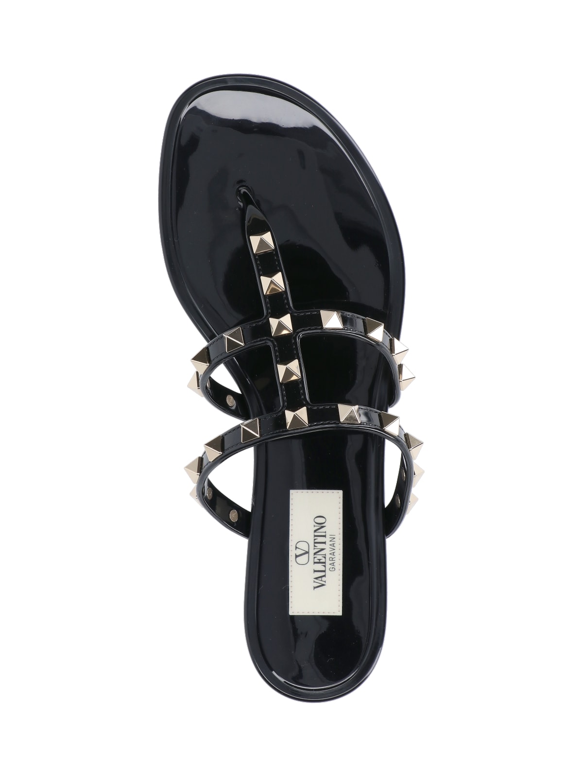 Valentino Rockstud T-strap Flat Slide Sandals