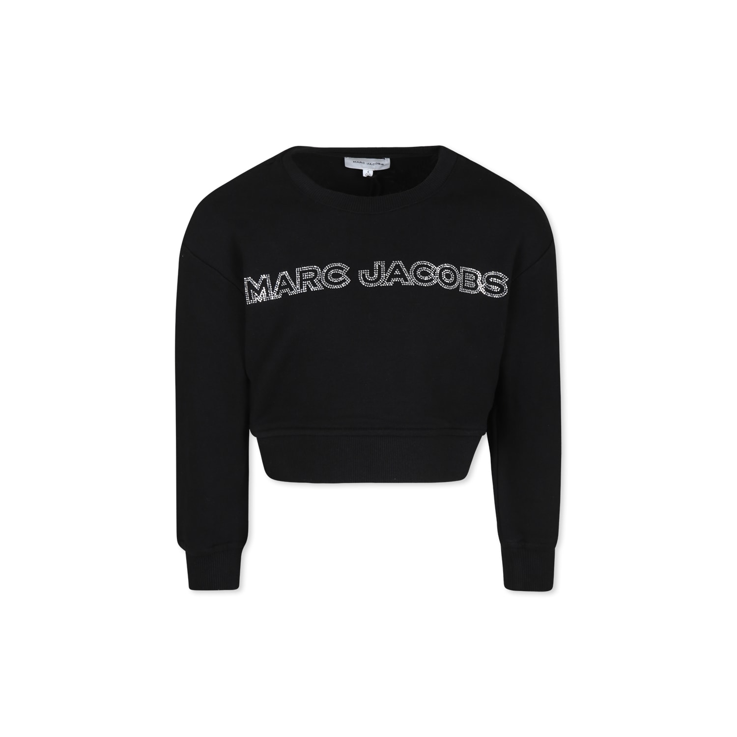 Shop Marc Jacobs Black Cropped Sweat-shirt For Girl With Logo In Nero