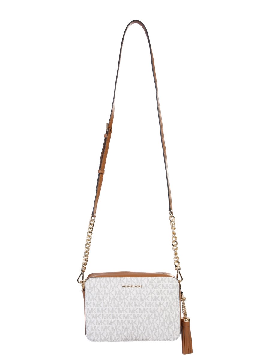 Shop Michael Kors Shoulder Bag Ginny In Beige