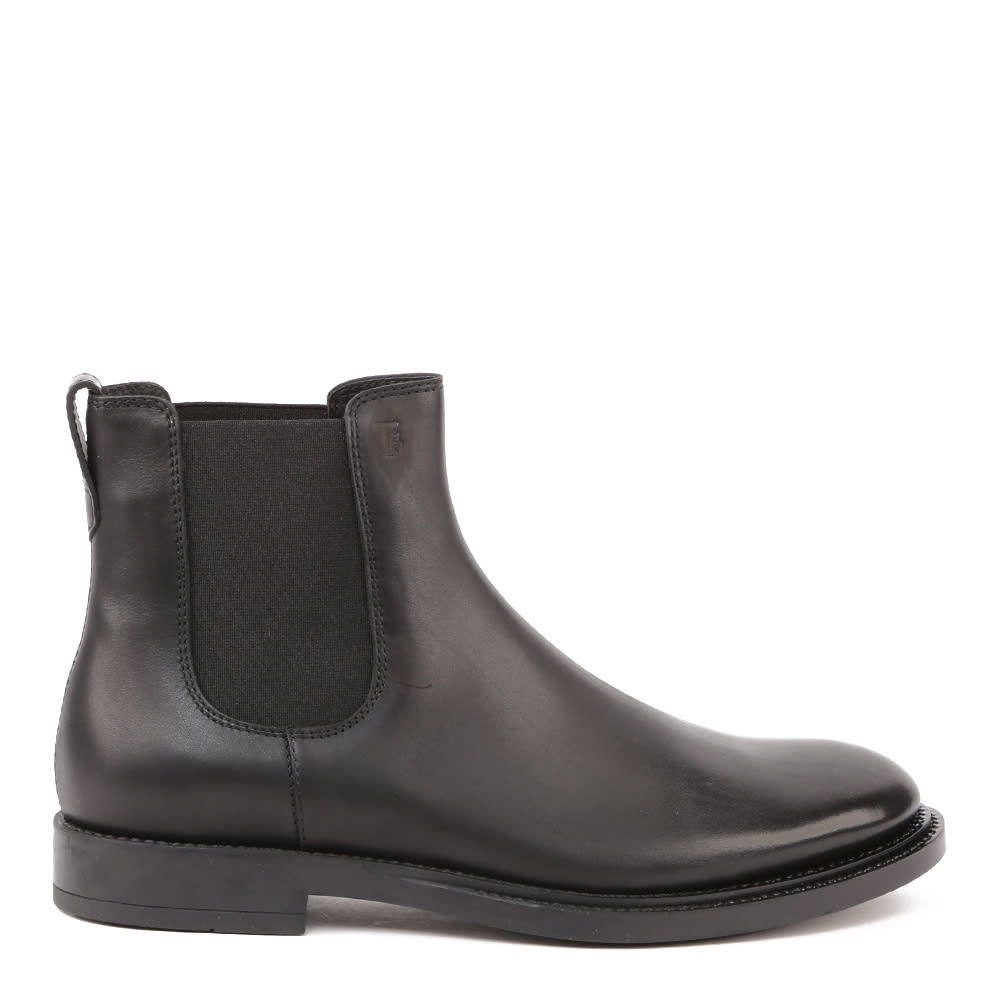 Tods Chelsea Boots In Leather With Embossed Logo