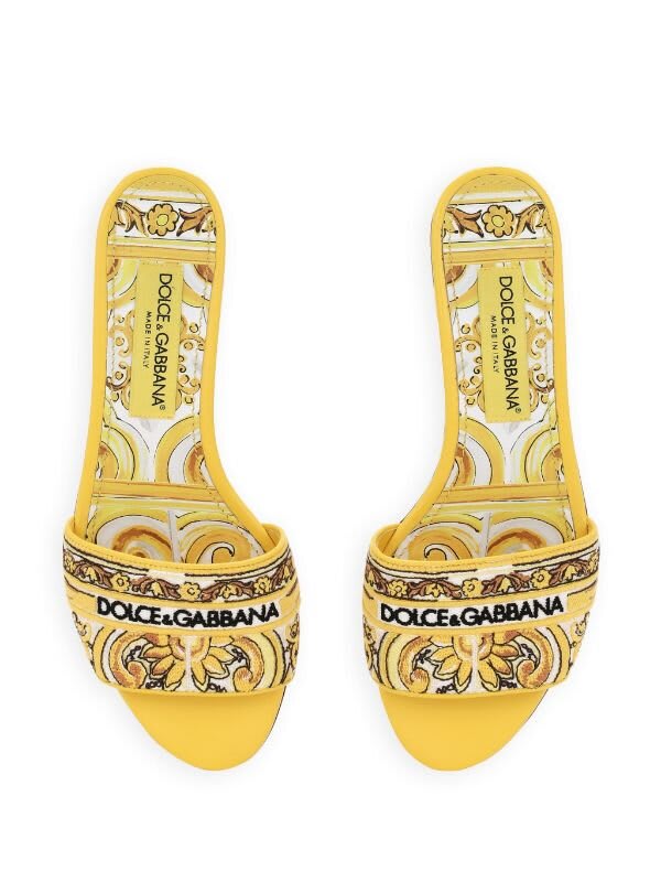 Shop Dolce & Gabbana Ciabatta Ricamo Logo In Giallo Multi