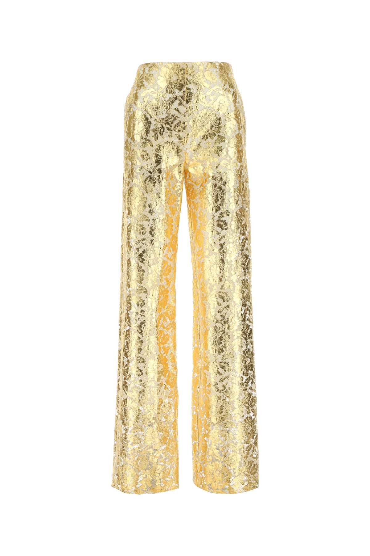 Shop Valentino Gold Lace Pant