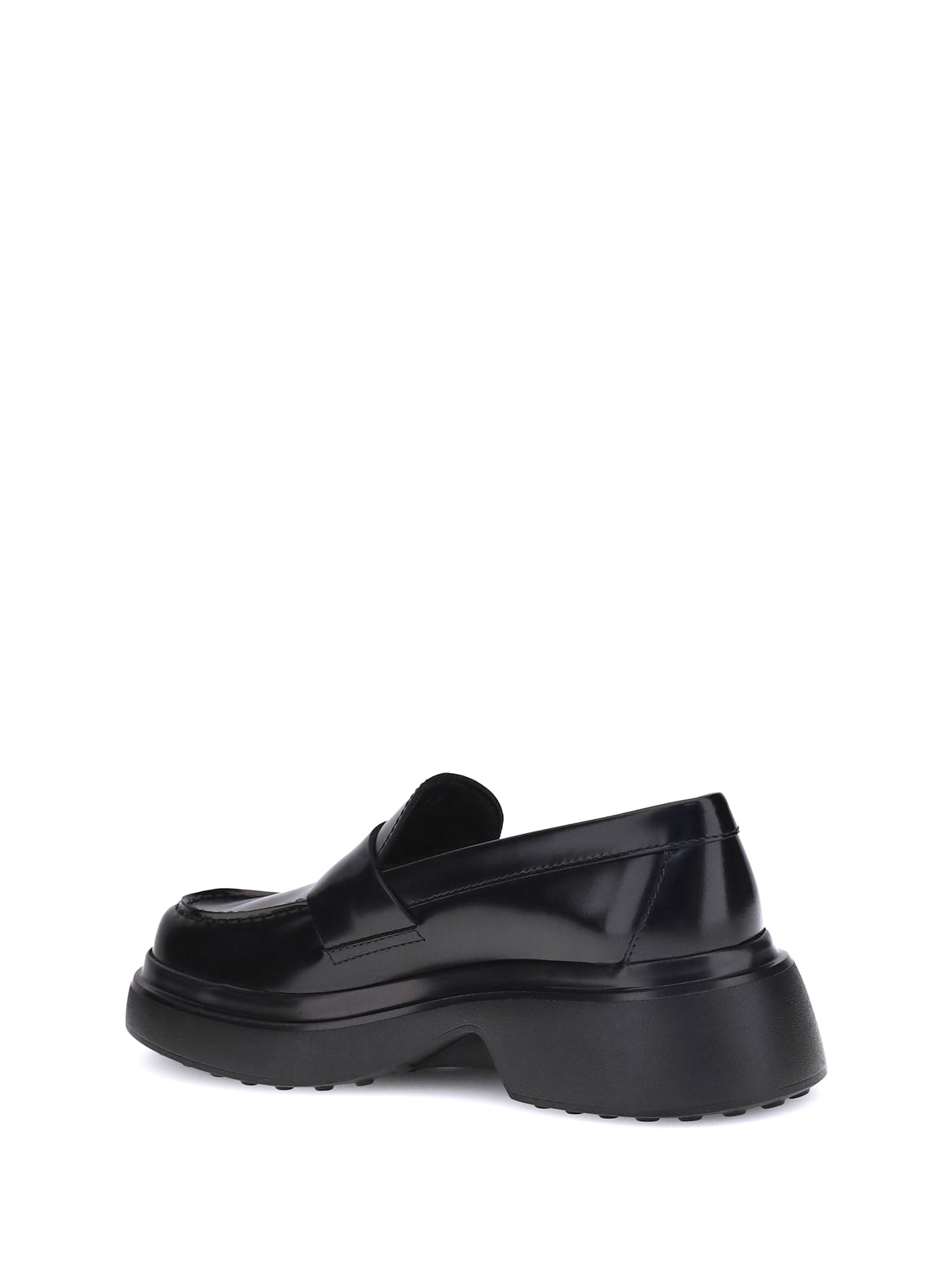 Tod's Leather Loafers With Chunky Sole And Glossy Finish In Black