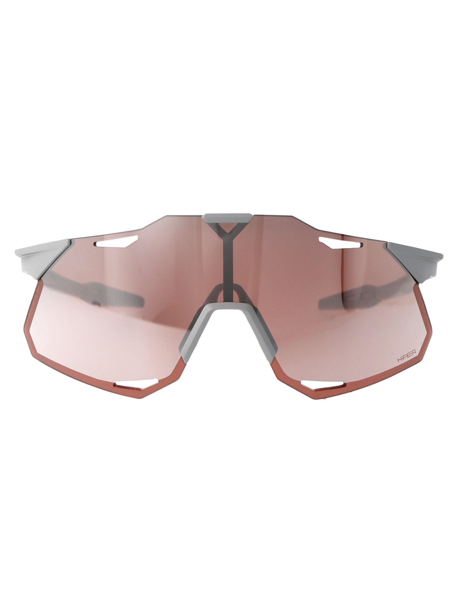 100% Hypercraft Xs Sunglasses In Matte Stone Grey - Hiper Crimson Silver Mirror Lens