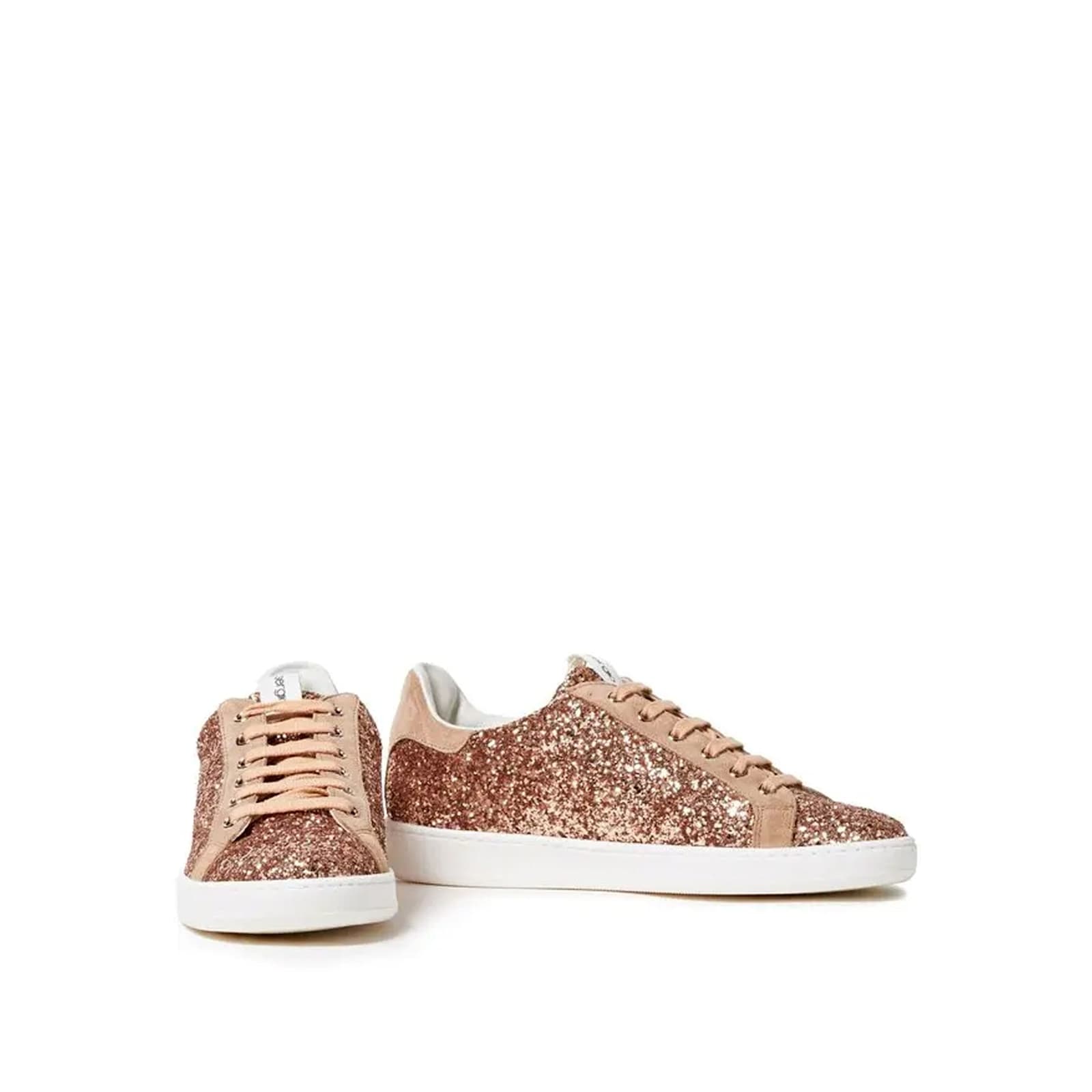 Sergio Rossi Rose Gold Fabric Low Top Sneakers In Rose Gold
