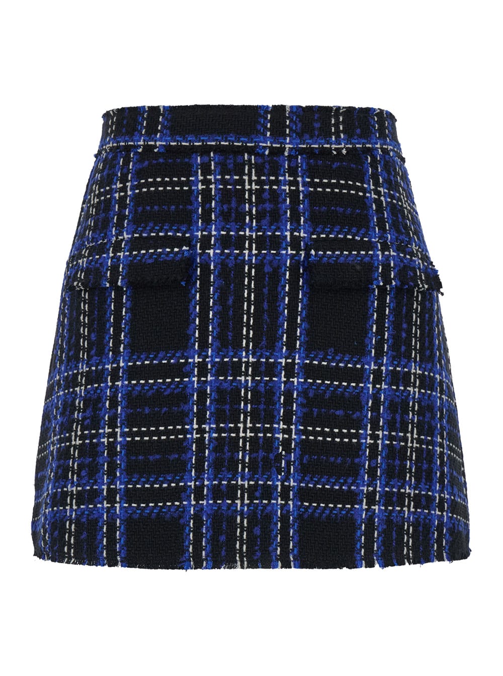Black And Blue Skorts With Check Motif In Fabric Woman