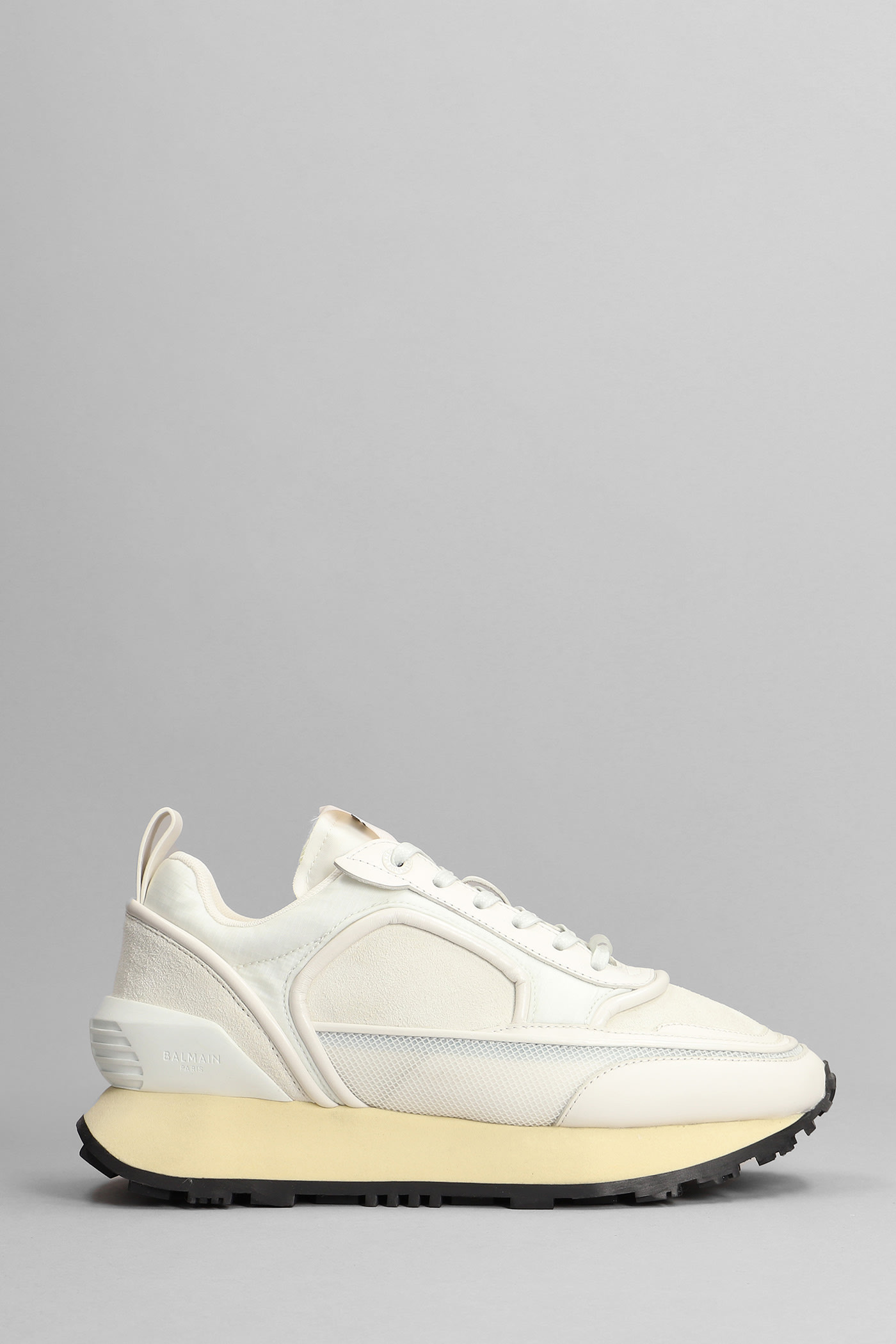 Balmain Sneakers In White Suede And Leather