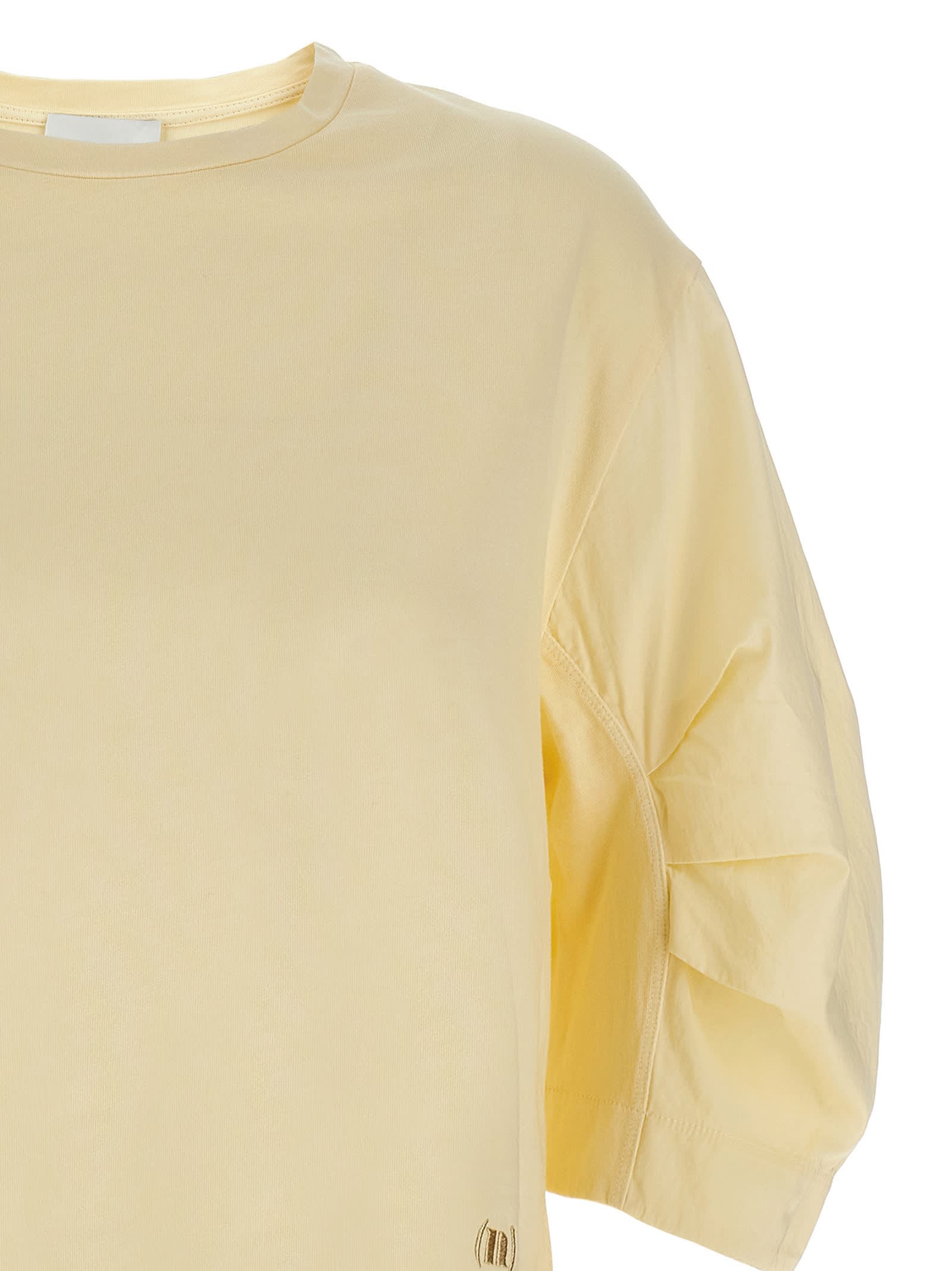 Nude Relaxed-fit Cotton T-shirt With Crinkled Sleeves In Neutral