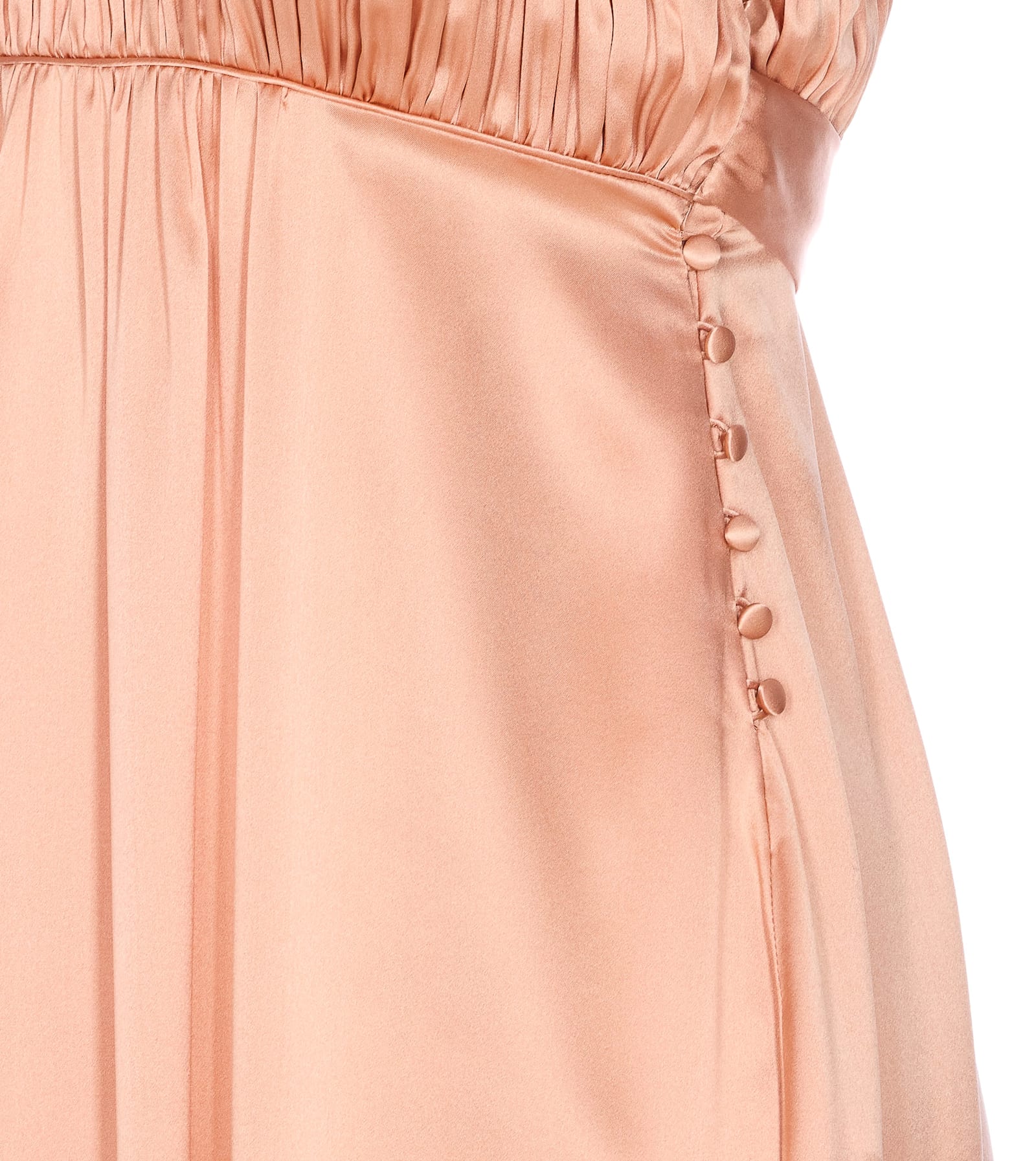 Chloé Sleeveless Shirred Silk Satin Midi Dress