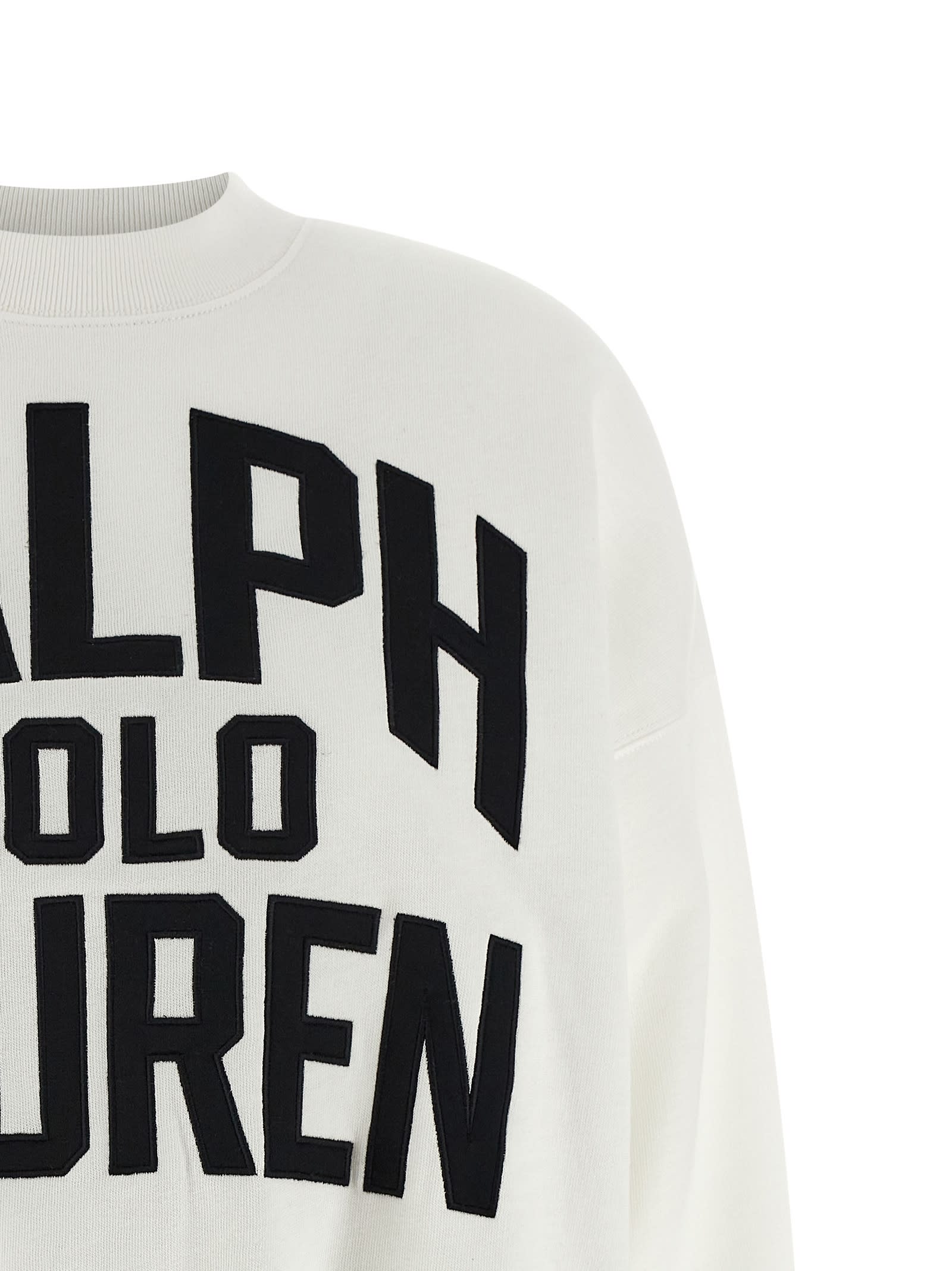 Ralph Lauren Satin Logo Fleece Crewneck In White