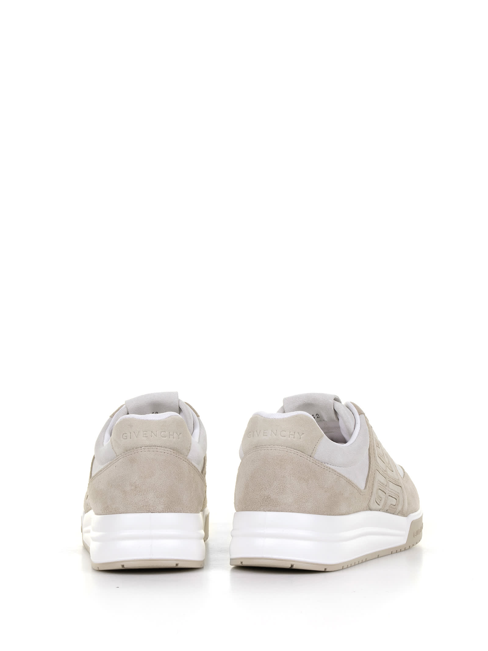 Shop Givenchy Leather Sneaker With Logo Detail In Beige/white