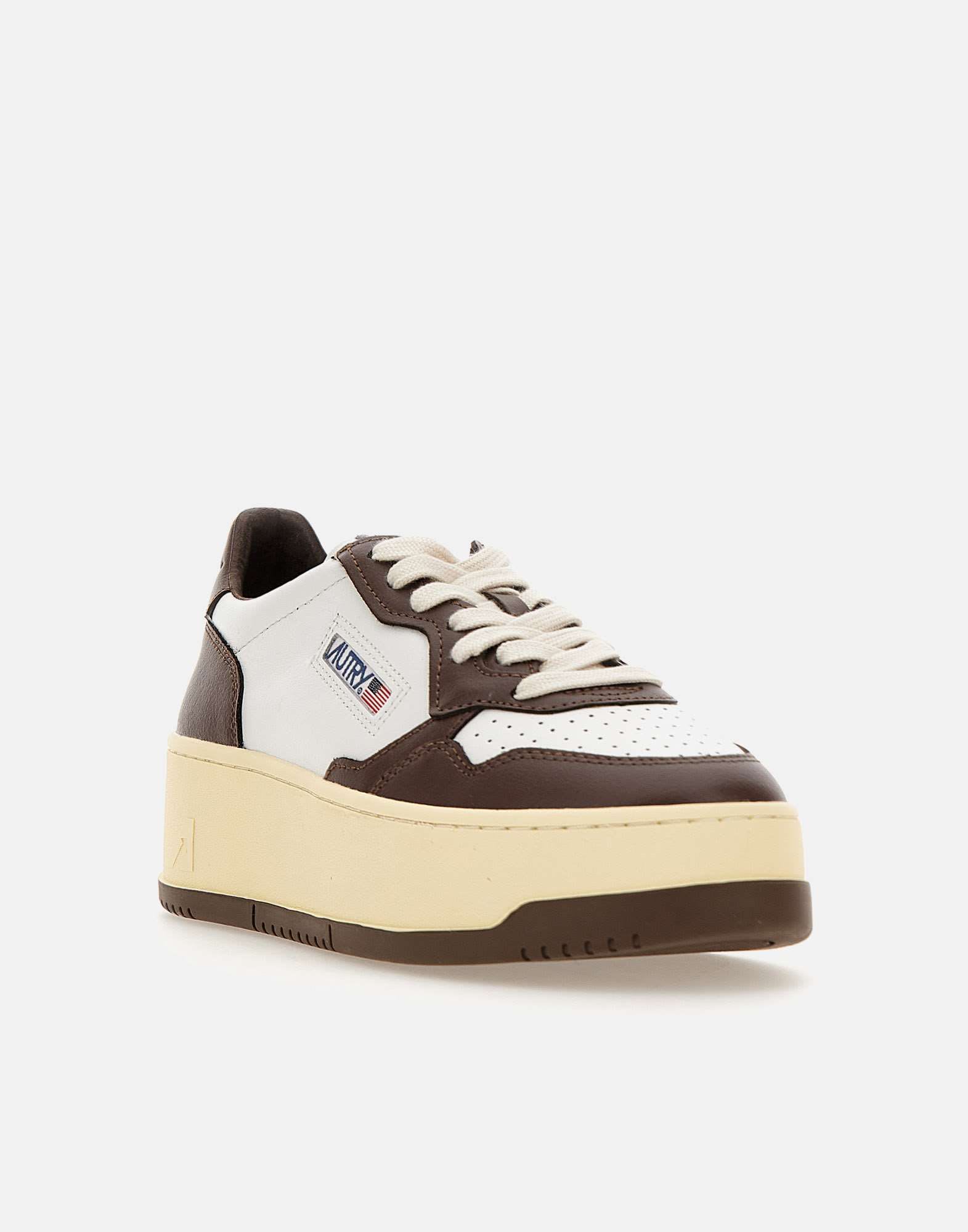 Autry Medalist Platform Sneakers In Leather In Bianco