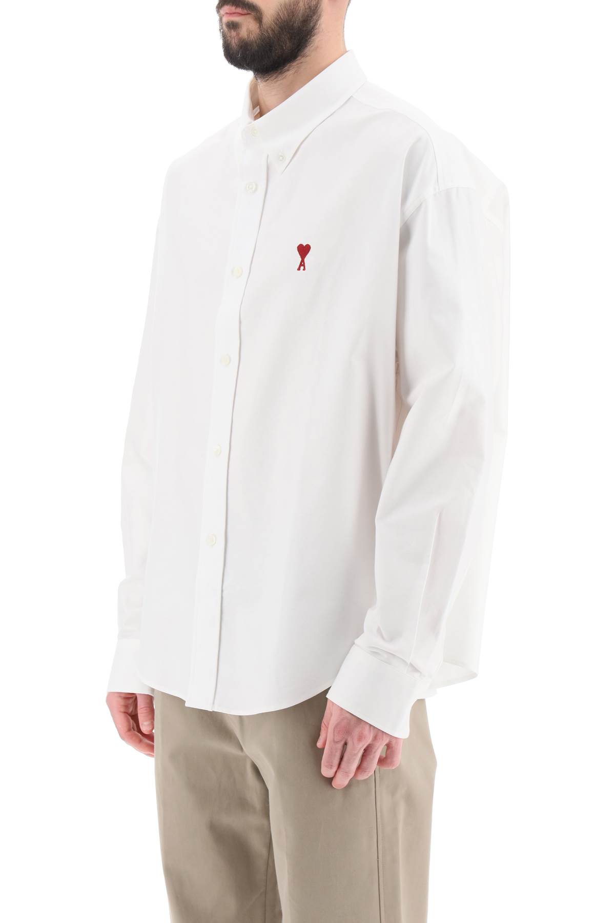 Shop Ami Alexandre Mattiussi Ami De Coeur Boxy Shirt In Natural White