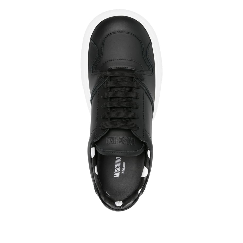 Moschino Leather Sneakers In Black