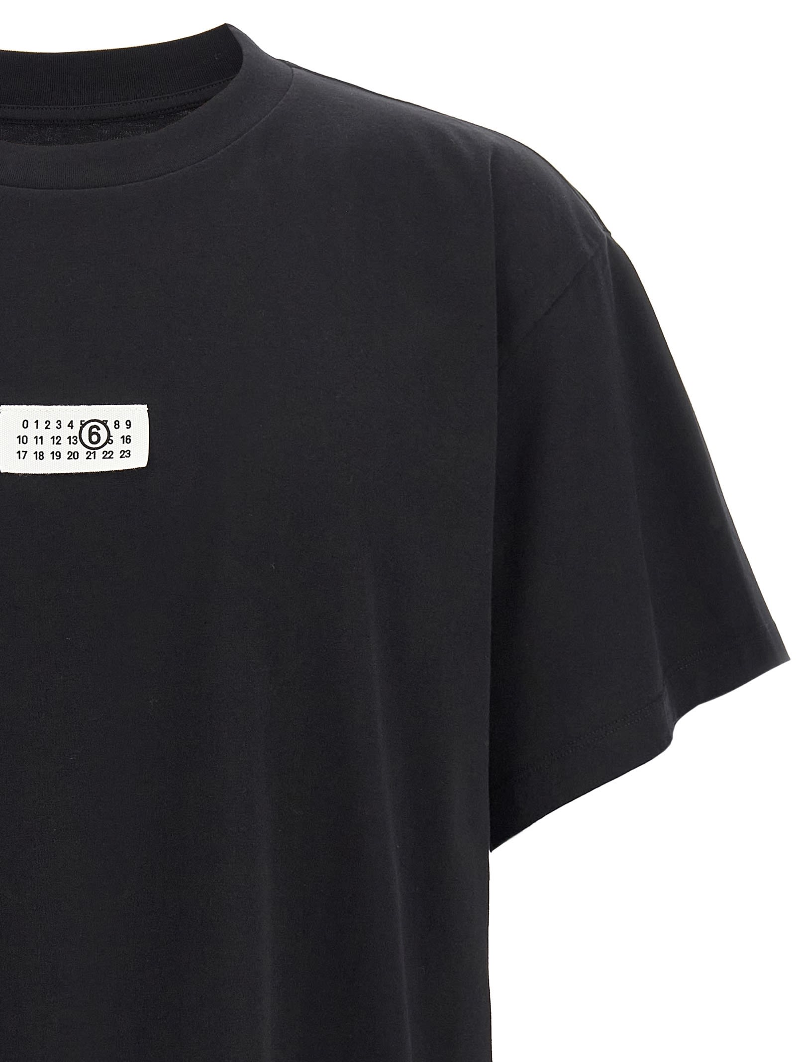 Mm6 Maison Margiela Numeric Signature Logo Crew Neck T Shirt In Black