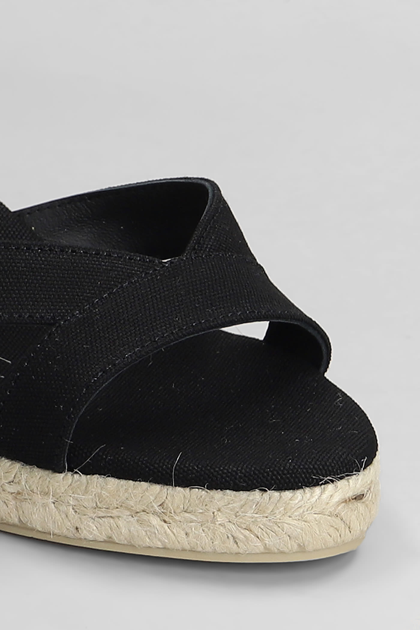 Shop Castaã±er Bruna-6-001 Wedges In Black Canvas