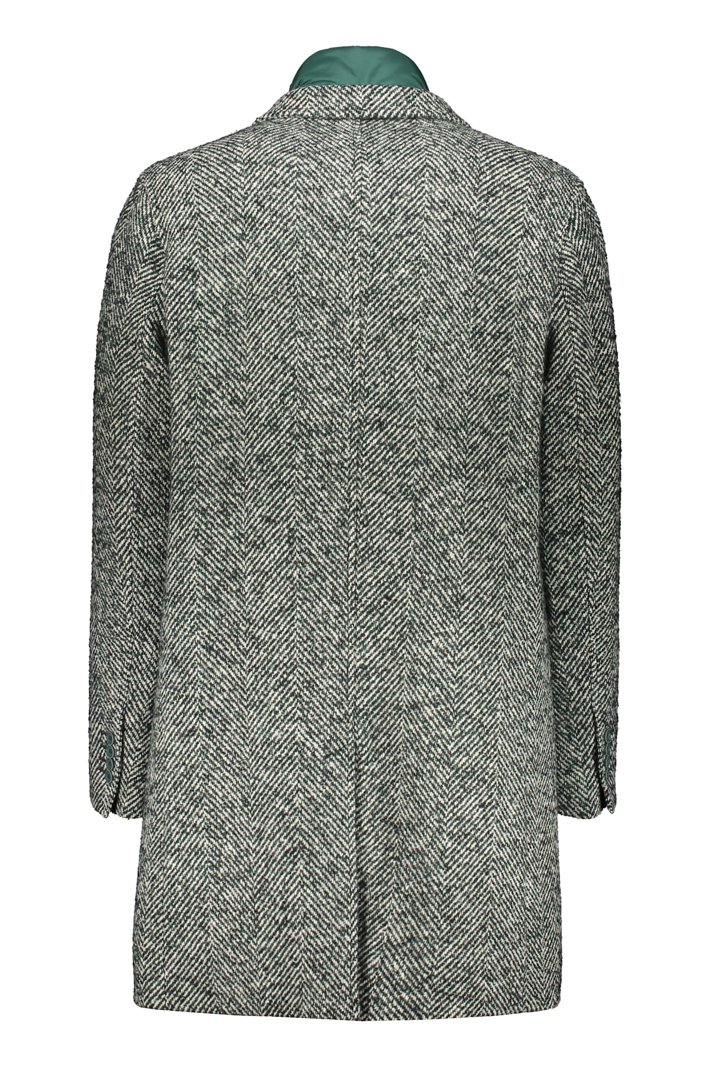 Herno Single Breasted Hooded Coat In Green