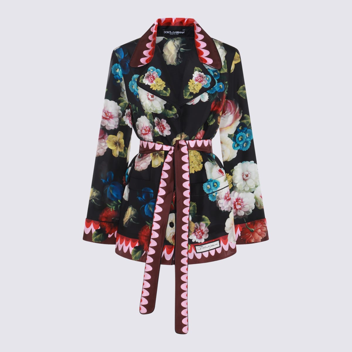 Dolce & Gabbana Multicolor Silk Shirt In Fiore Nottur.c/greca