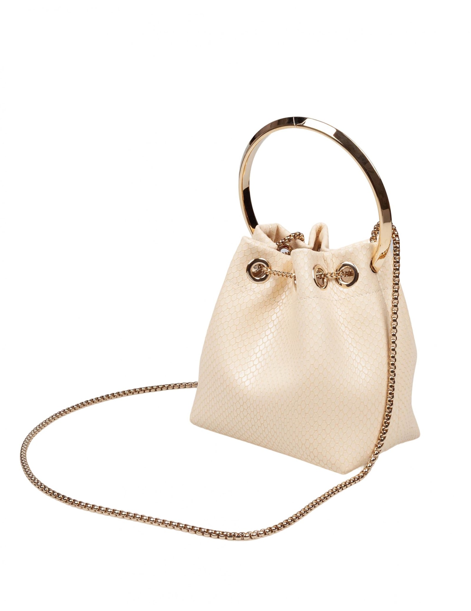 Jimmy Choo Bon Bon Fuc Snakeskin Print Leather Bag In Yellow