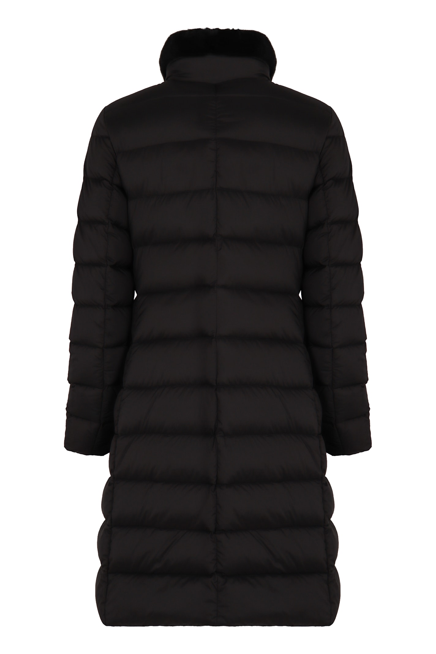 Moorer Vetiver Long Down Jacket In Black