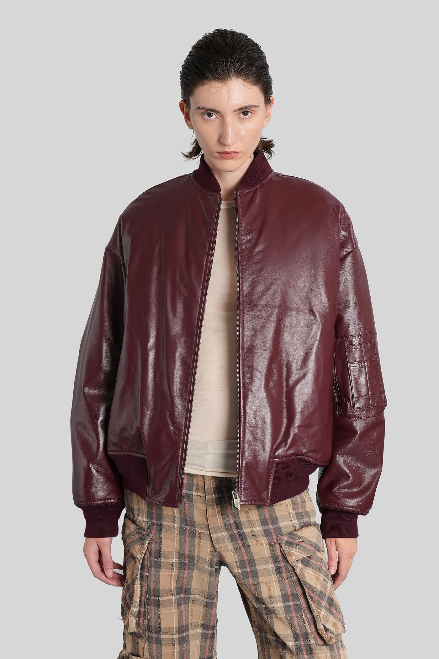 Salvatore Santoro Leather Jacket In Bordeaux Leather In Burgundy