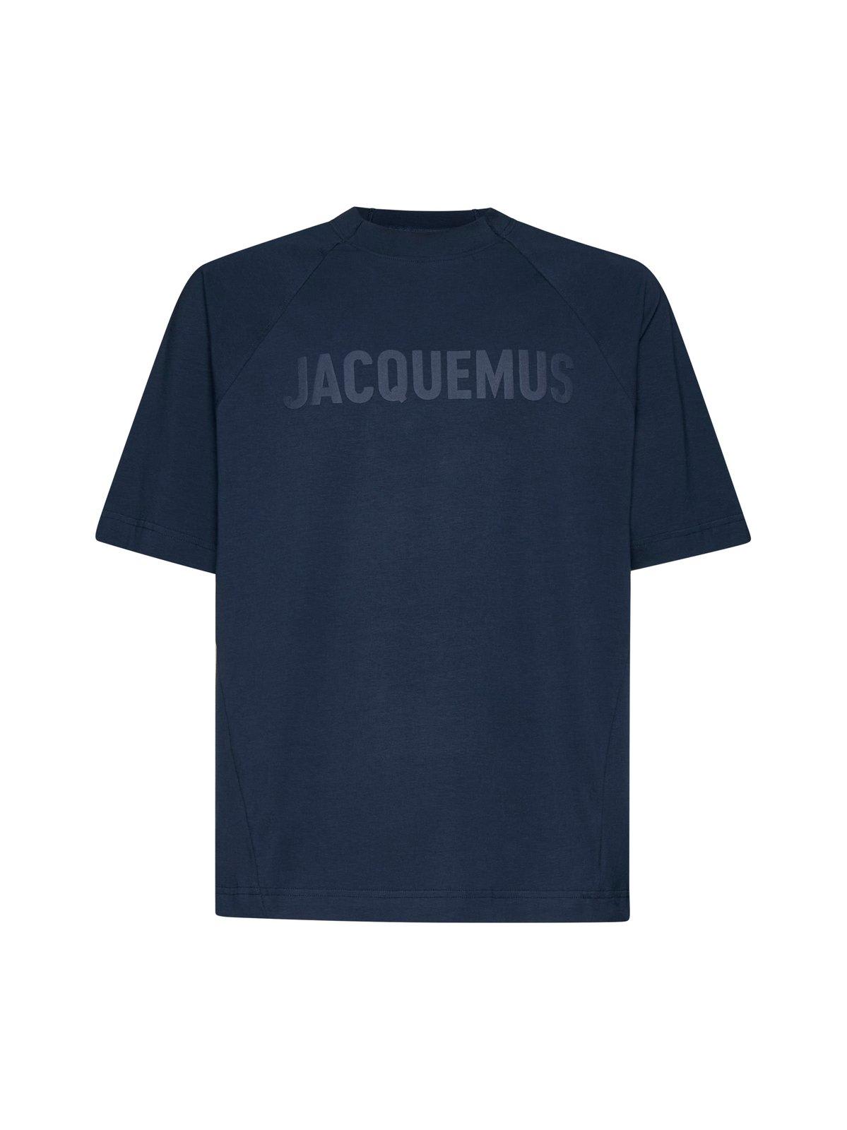 Shop Jacquemus Typo Crewneck T-shirt In Dark Navy