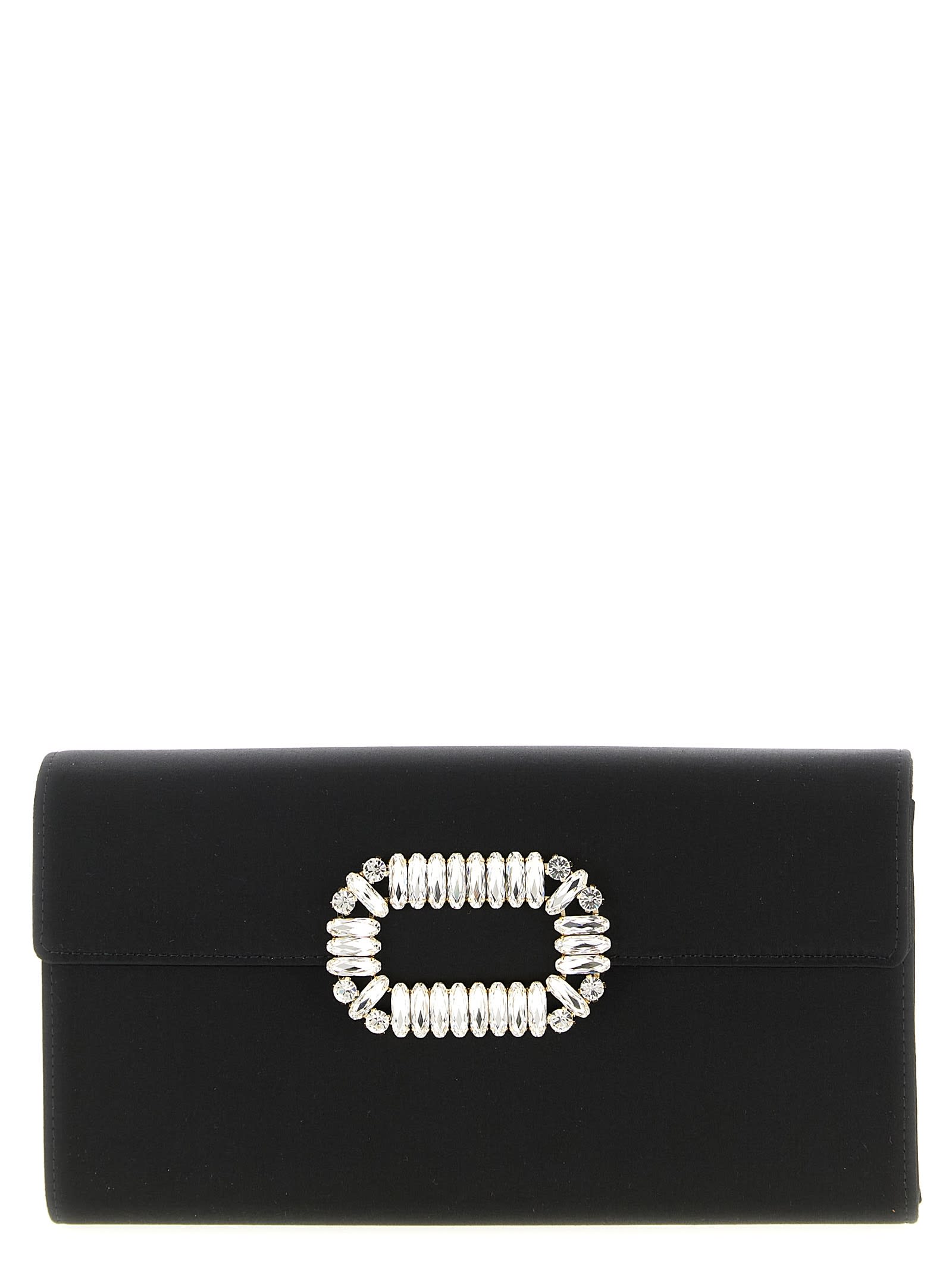 Roger Vivier Envelope Flap Sexy Clutch In Black