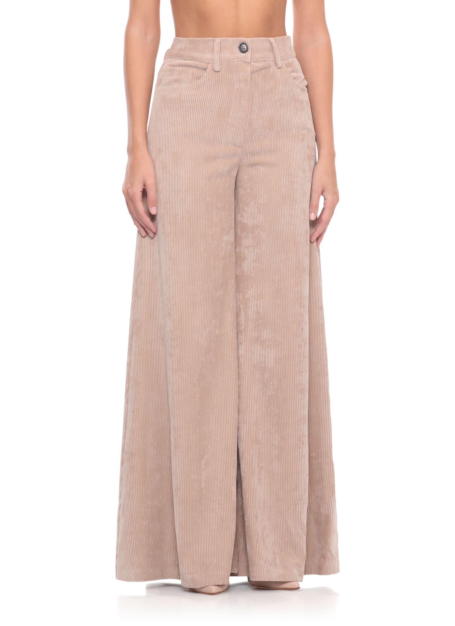 D Exterior Beige Corduroy Palazzo Pants In Pink