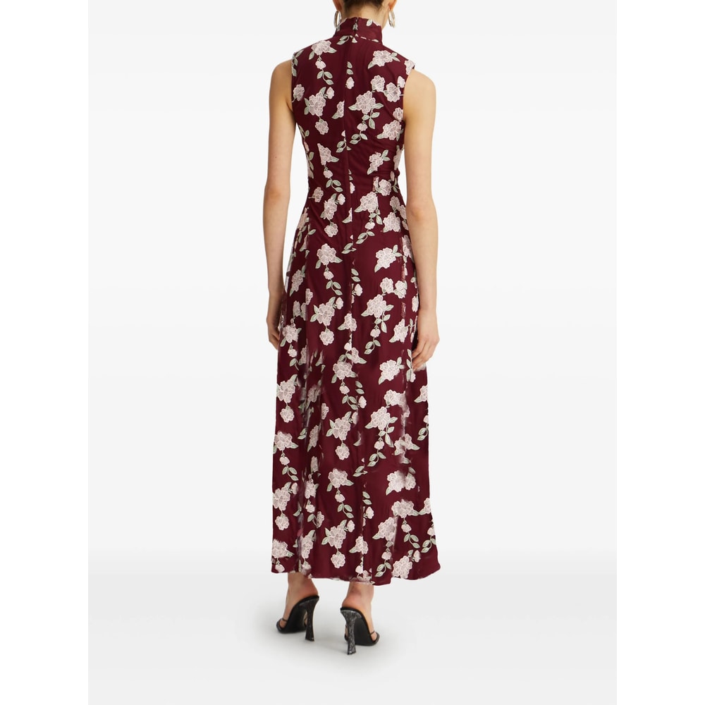 Rotate Birger Christensen Womens Asyna Floral-embroidered Mesh Maxi Dress Zinfandel In Red
